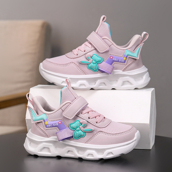 Tüdrukute jooksejalatsid kunstnahast, sügisesed–talvised, kerged, libisemiskindlad, karikatuurimustriga, MD tald, vanus 4–16 aastat