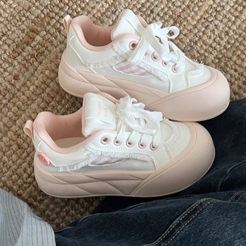 Naiste igapäevased tossud PU ülaosaga, ümmarguse varbaotsa, paks kummist talla, nööridega