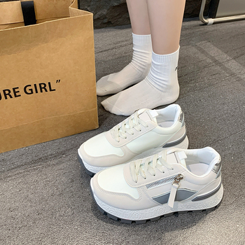 Naiste igapäevasportlikud tossud paksu tallaga, ümmargune varvas, PU ülaosa, kummist talla, lukk, madal