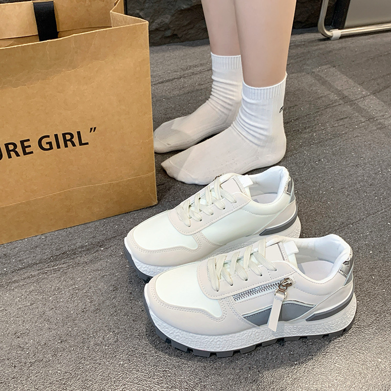 Naiste igapäevasportlikud tossud paksu tallaga, ümmargune varvas, PU ülaosa, kummist talla, lukk, madal