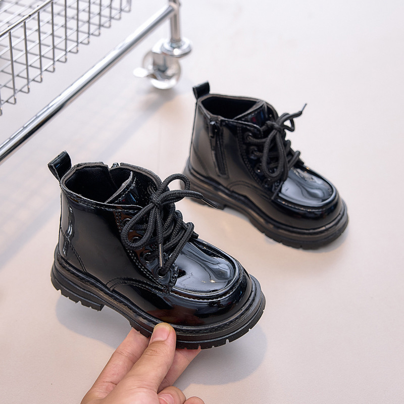 Laste Martins saapad, unisex, keskmise säärega, külgmine tõmblukk, kunstnahk, kummist talla