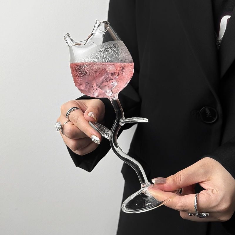 Veiniklaas lillemotiiviga, uus hiina stiil, maht 1–100 ml, tavaline klaas