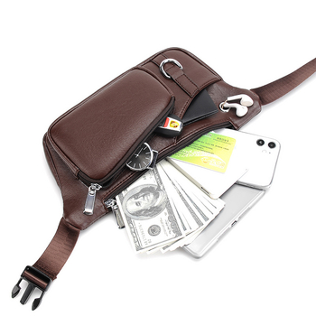 Meeste crossbody kott - linnaliku minimalistliku stiil, PU nahk, tõmblukuga suletav, varguse vastu, sisetaskud: tõmblukk, telefoni tasku, ID tasku, sülearvuti tasku, PI712