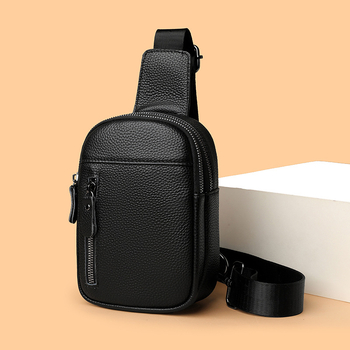 Meeste nahast Chest Bag — linnaline minimalistlik stiil, crossbody, polüestervooder, igapäevasteks reisideks