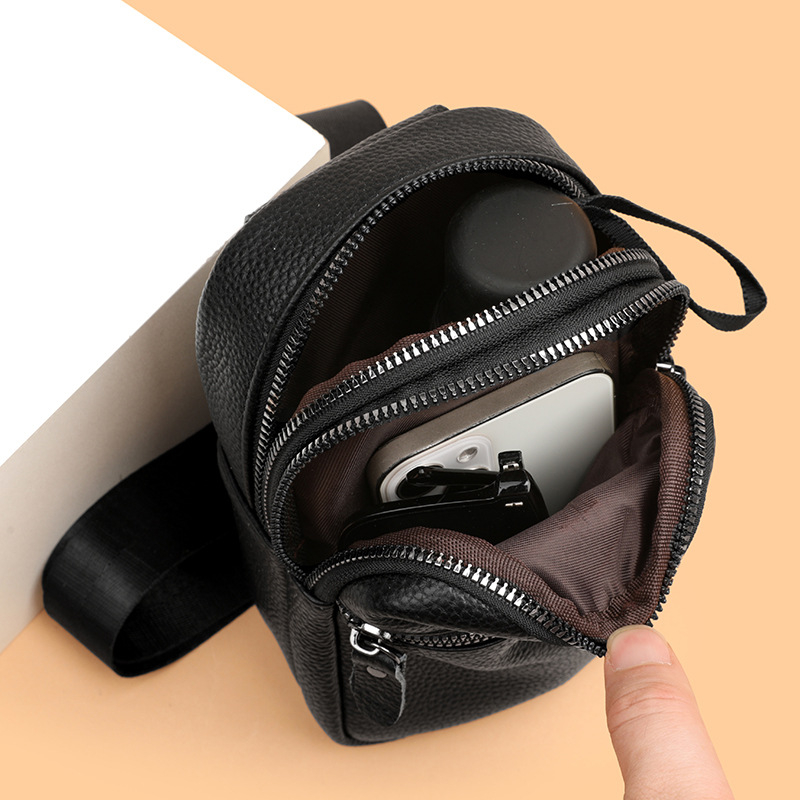 Meeste nahast Chest Bag — linnaline minimalistlik stiil, crossbody, polüestervooder, igapäevasteks reisideks