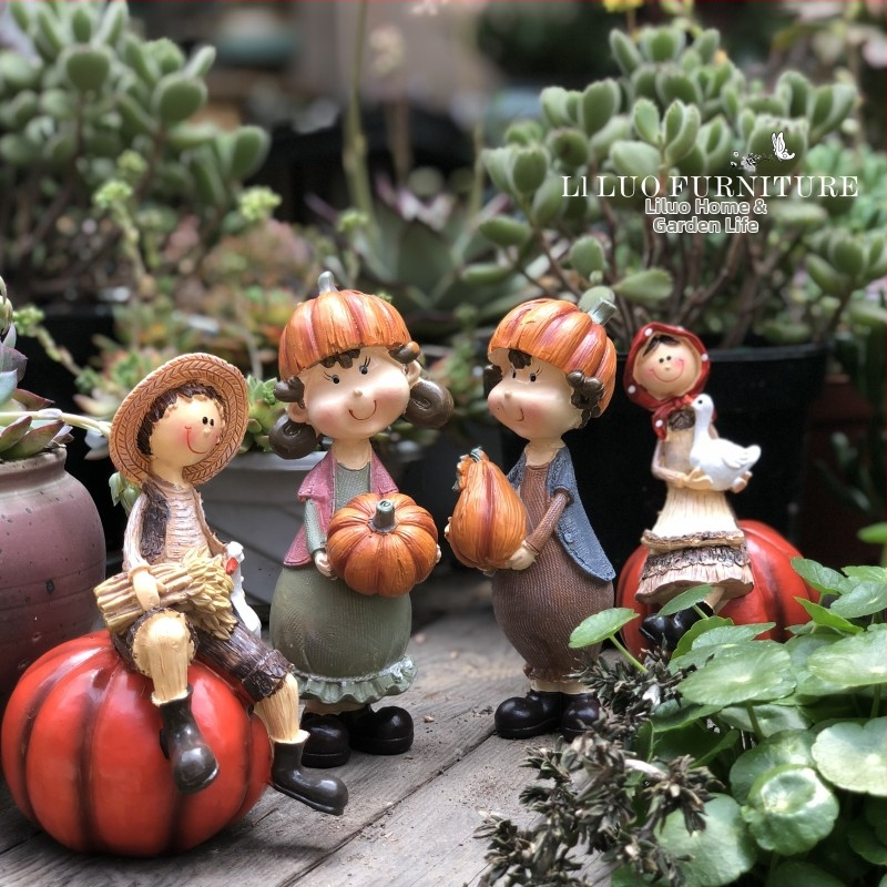 Aiapargi elf figuur – Ameerika maapiirkonna stiil, poiss ja tüdruk, resinist ornament, tootekood Ltao1024428568; kingitus sünnipäevaks, jõuludeks; reklaamkingitus