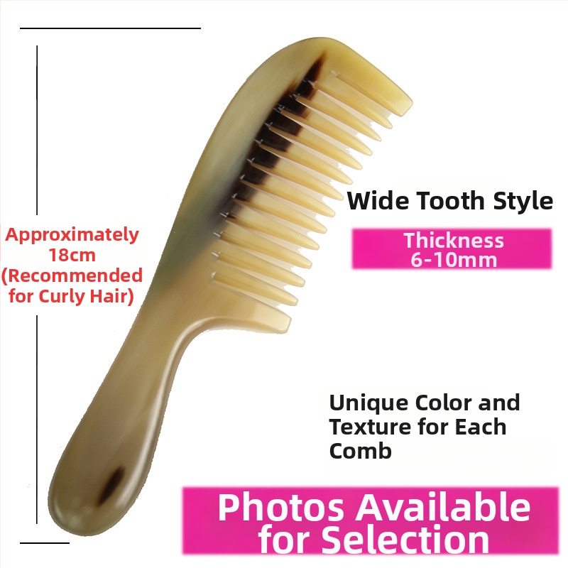 Sarvjuukse kamm laia hammastega, anti-staattiline massaažipea, pikkade ja lokkavate juukse jaoks