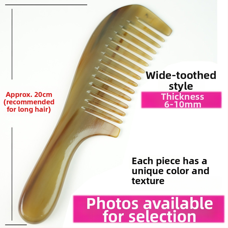 Sarvjuukse kamm laia hammastega, anti-staattiline massaažipea, pikkade ja lokkavate juukse jaoks