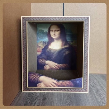 Mona Lisa inspireeritud kassi pesa ja kraapimislaud, kulumiskindel pind, õlimaal-stiilis trükk, gofreeritud paberi konstruktsioon, lihtne stiil