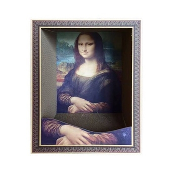 Mona Lisa inspireeritud kassi pesa ja kraapimislaud, kulumiskindel pind, õlimaal-stiilis trükk, gofreeritud paberi konstruktsioon, lihtne stiil