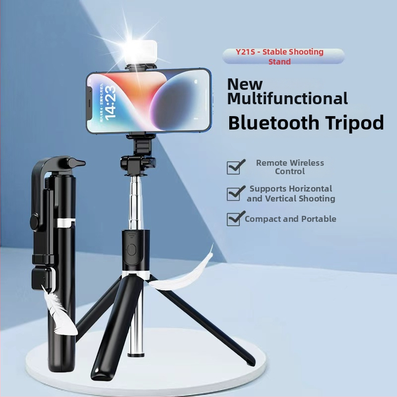 Y Series cestovný selfie tyč tripod - skladací a vysúvací, nerezová oceľ, Bluetooth diaľkové ovládanie súčasťou, podpora personalizácie