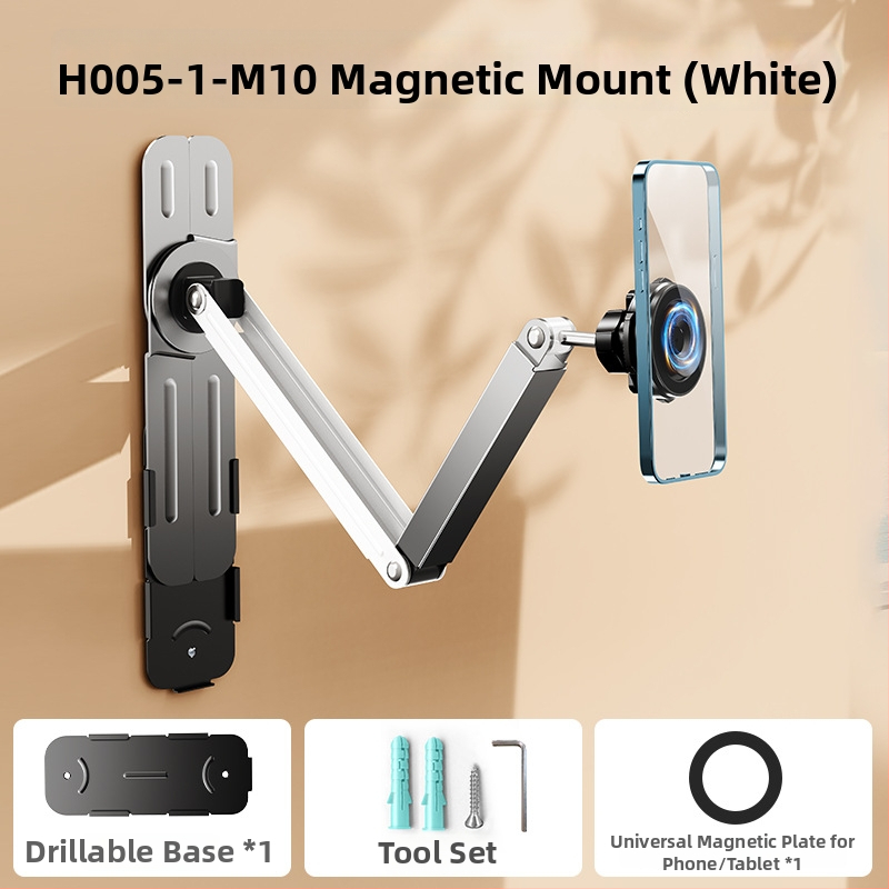 Seinakinnitusega telefonihoidik 360° pöörlemisega, puurimata, süsinikteras + ABS, universaalne stiil