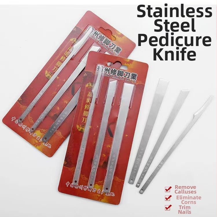 Kolm-osaline pediküüri nuga komplekt roostevabast terasest – kodune pediküüri komplekt