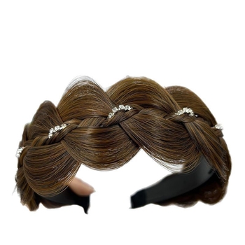 Naistele mõeldud peavõru, kõrgendatud efektiga, laia, libisemisvastane, kristallidega, kalasaba punutis, kõrge kroon, käsitöö PD, retro-stiil, kevad 2025