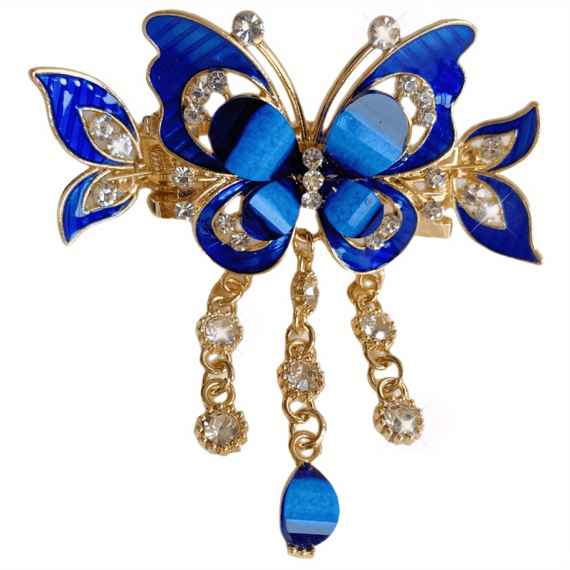 Alumiiniumisulamist juukseaksessuaar: liblika kujundus koos bojtidega, elektroplaadimine, spiraalklips, kirjanduslik retro stiil