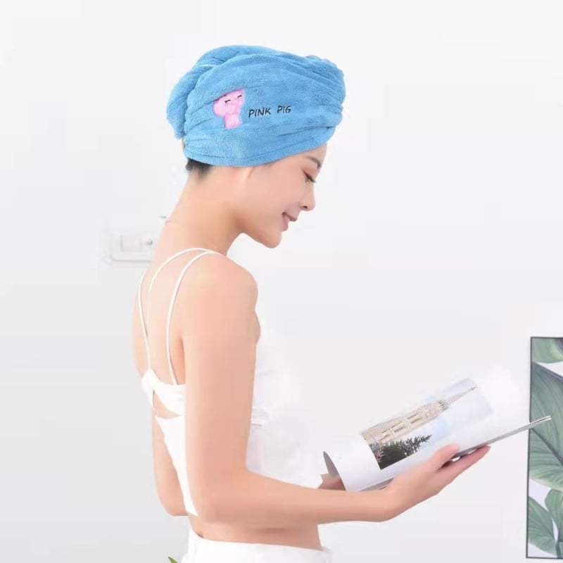 Juukseid kuivatav müts, pikkade kiududega puuvill, 50–79 g, tikitud