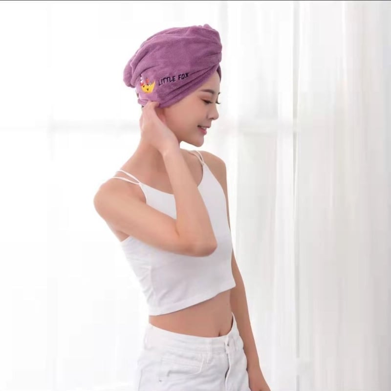 Juukseid kuivatav müts, pikkade kiududega puuvill, 50–79 g, tikitud