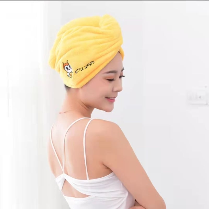 Juukseid kuivatav müts, pikkade kiududega puuvill, 50–79 g, tikitud