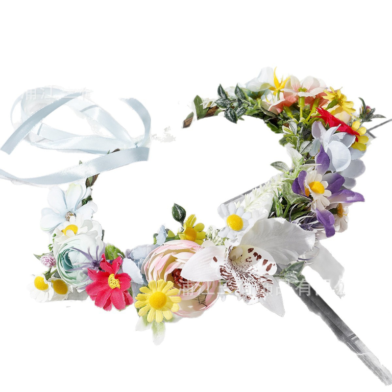 Bandă de păr cu flori Boho, material textil tricotat manual, accesoriu de nuntă elegant, unisex, Primăvara 2025