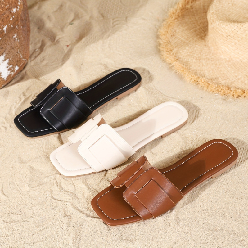 Naiste slip-on jalatsid ruudukujulise ninaga ja lame tallaga, PU pealne, PU vooder, kummist tald, ühtlane muster, tallal kõrgus 0–3 cm.