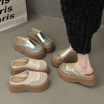 Vintage õmmeldud hingavad suletud varbaga sussid, ümmarguse varba, kaks kihti sigade nahka, kummitald, suvi 2025.