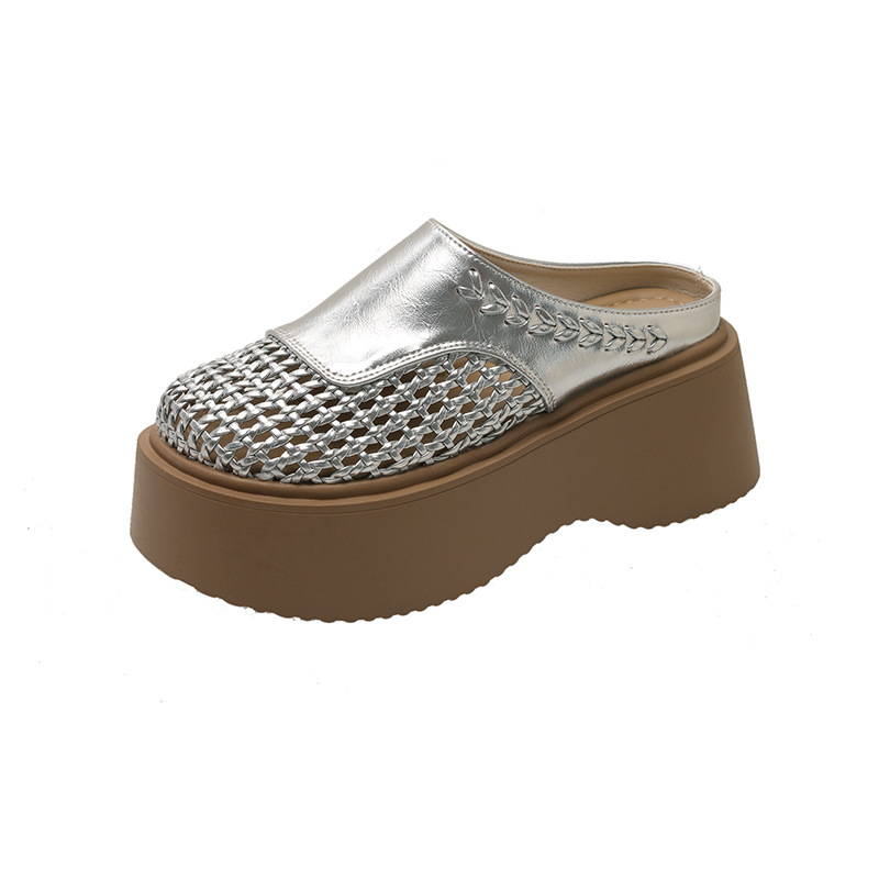 Vintage õmmeldud hingavad suletud varbaga sussid, ümmarguse varba, kaks kihti sigade nahka, kummitald, suvi 2025.