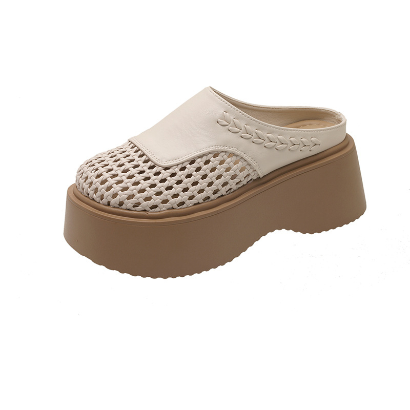 Vintage õmmeldud hingavad suletud varbaga sussid, ümmarguse varba, kaks kihti sigade nahka, kummitald, suvi 2025.