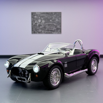 1:22 alumiiniumisulamist Cobra kabriolett-mudel, valgustus ja heli funktsioonidega, akudega toitel, mõõtmed 20×9×6.5 cm