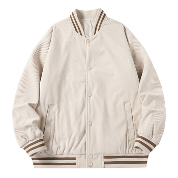 Meeste corduroy jaapani-stiilis baseball-jakk kevad-sügise, kapuutsiga ja tõmblukuga