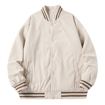 Meeste corduroy jaapani-stiilis baseball-jakk kevad-sügise, kapuutsiga ja tõmblukuga