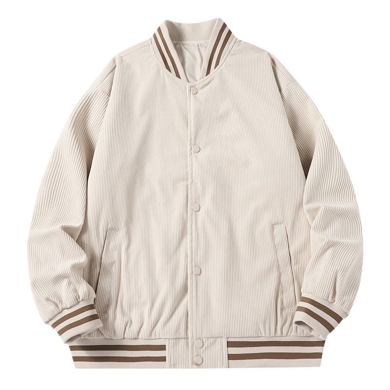 Meeste corduroy jaapani-stiilis baseball-jakk kevad-sügise, kapuutsiga ja tõmblukuga