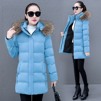 Puuvillane mantel eemaldatava kapuutsiga ja kunstliku karusnaha kaelusega, eesmine tõmblukk, keskmise pikkusega