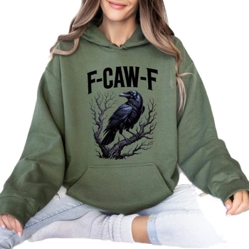 Raven kapuutsiga pusas, gooti disain, sirge lõige, kengurukott, 96% polüester