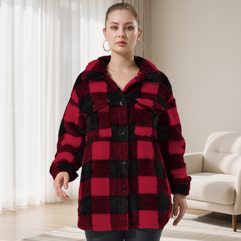 Talvine polar fleece mantel ruudulise mustriga, Polüester 90–95%, Spandex <30%, Toote kood PC0010, Talv 2025