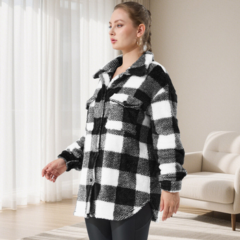 Talvine polar fleece mantel ruudulise mustriga, Polüester 90–95%, Spandex <30%, Toote kood PC0010, Talv 2025