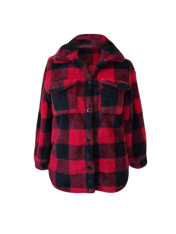 Talvine polar fleece mantel ruudulise mustriga, Polüester 90–95%, Spandex <30%, Toote kood PC0010, Talv 2025