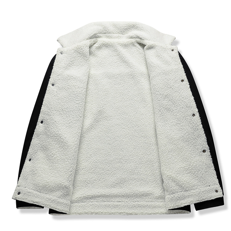 Corduroy zimska jakna za muškarce sa stojećim ovratnikom, zatvaračem, bočnim džepovima, opuštenim krojem, debelom podstavom