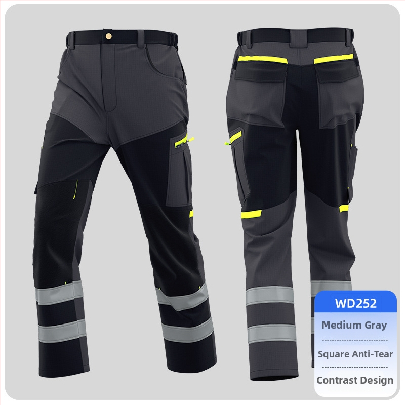 Meeste tööpüksid mitme taskuga, rebendikindlad, polüester 65% ja 35% puuvillane vooder, 2025 kevad-sügis, sobivad tehasetöödeks