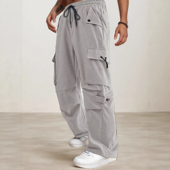 Meeste polüesterist sportpüksid sirge lõikega, mitmekülgsed taskud, kõrge vöökoht, pikad