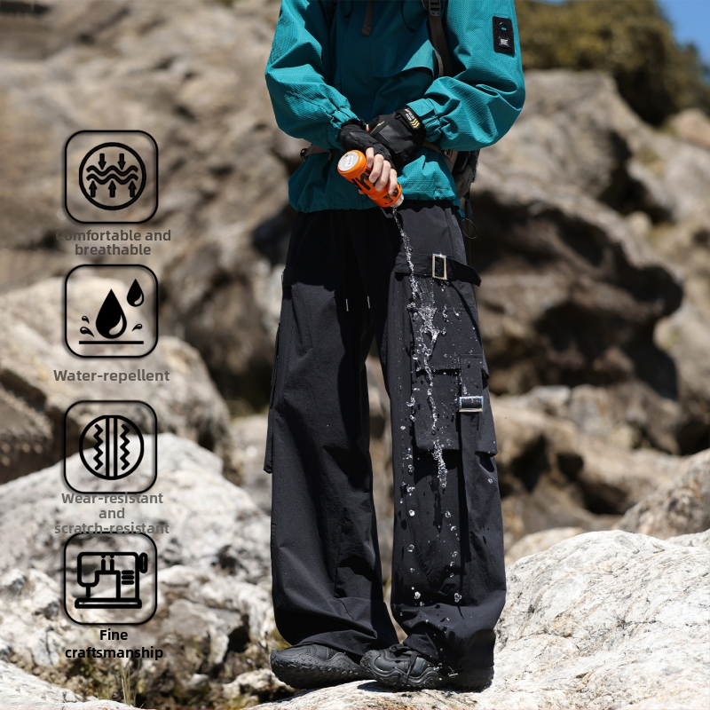 Traksidega teksad, laia lõikega, väga madal vöökoht, pikad püksid, keskmise paksusega, bambuskiud ja polüester