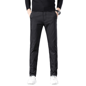 Meeste igapäevased püksid Korea stiilis, sirge lõikega, keskmise talje, puuvillasegu veniv materjal, tõmblukk