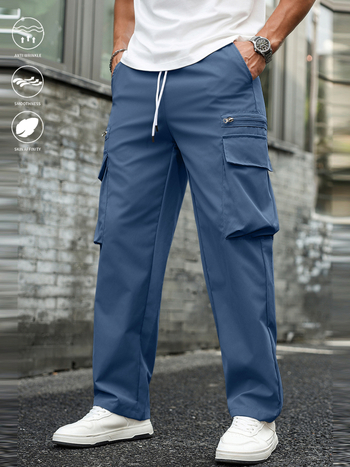 Tööriidepüksid igapäevaseks kandmiseks, sirge lõige, mitmekülgsed taskud, polüester, nööriga sulgumine