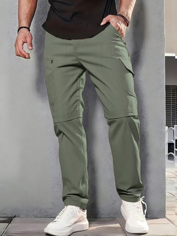 Meeste cargo püksid eemaldatavate jalgadega – väljas kasutamiseks, sirge lõige, mitmed taskud (polüesteri segu)