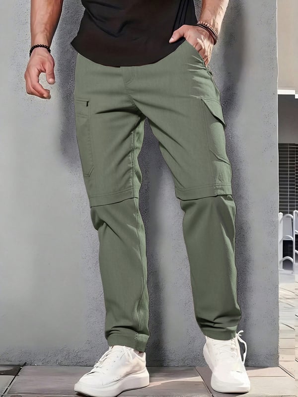Meeste cargo püksid eemaldatavate jalgadega – väljas kasutamiseks, sirge lõige, mitmed taskud (polüesteri segu)