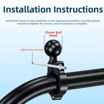 Varruka roolivarda aluse palliliigendiga – mootorratta telefonihoidja, ühilduvus 17/25 mm, libisemisvastane, 360° pöörlemine