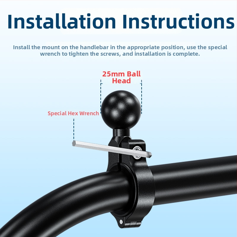 Varruka roolivarda aluse palliliigendiga – mootorratta telefonihoidja, ühilduvus 17/25 mm, libisemisvastane, 360° pöörlemine