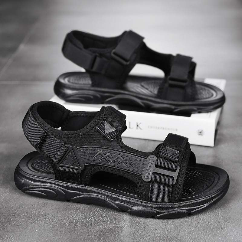 Meeste sandaalid avatud varbaga ja Velcro-kinnitus; hingavad, libisemiskindlad; kerge pehme tald; ülemine materjal: puuvill; tald: PVC; täiskasvanud mehed; suvi 2025