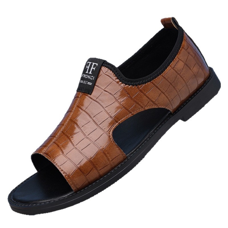 Pánske sandále – vrchný materiál mikrovláknová koža, podrážka z gumy, zapínanie slip-on, tvar prstov okrúhly, vodotesné