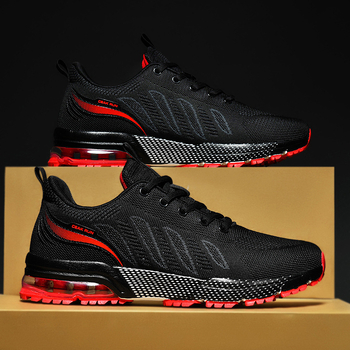 Meeste jooksujalatsid, hingav PU+võrk ülaosa, õhupadi löökide summimiseks, ees nööridega kinnitamine, komposiitpõhjaga, ümmargune varvas