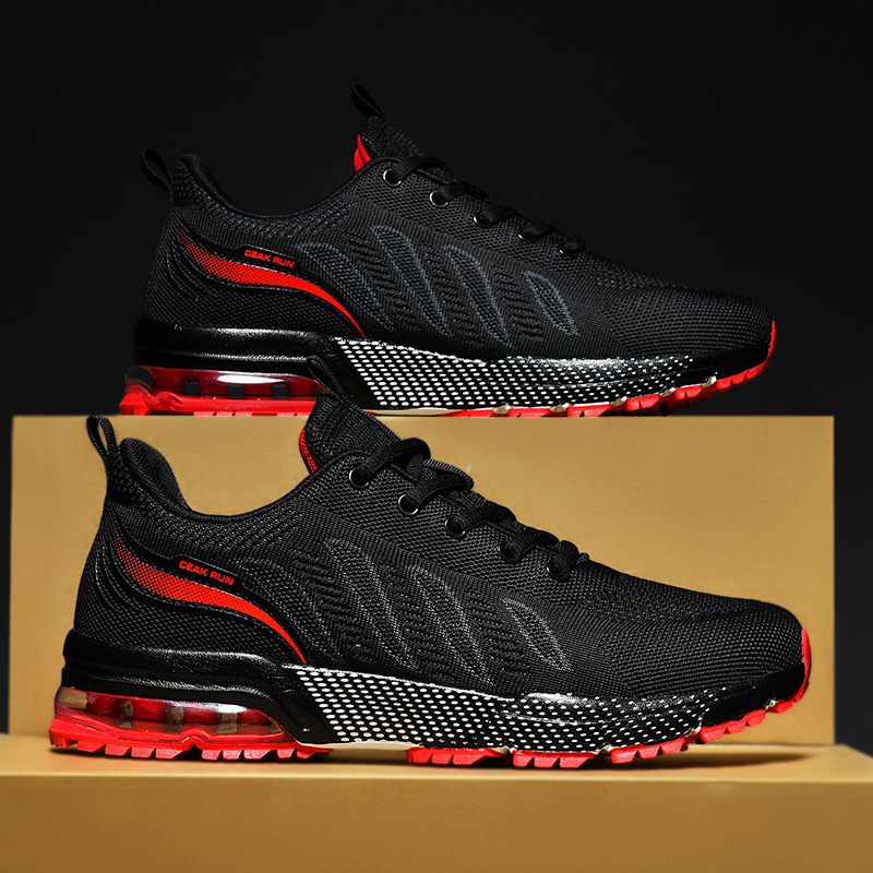 Meeste jooksujalatsid, hingav PU+võrk ülaosa, õhupadi löökide summimiseks, ees nööridega kinnitamine, komposiitpõhjaga, ümmargune varvas